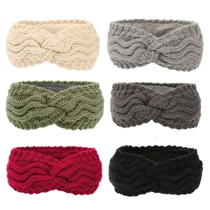 Winter thermal fleece lined knit headbands in six colors with classic twist knot detail