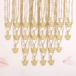 Collana Con Lettera Angelo Dorata Acciaio Inossidabile Alfabeto Ciondolo Iniziale Moda Catena Clavicola Gioielli Per Donna