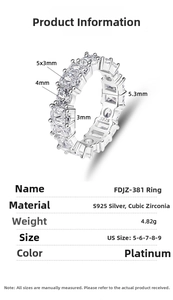 Detailed specs of S925 sterling silver full eternity ring with cubic zirconia dimensions