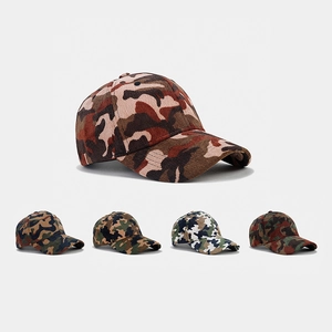 Camouflage Corduroy Baseball Cap Cotton Polyester Curved Brim Adjustable Outdoor Casual Unisex Sun Hat