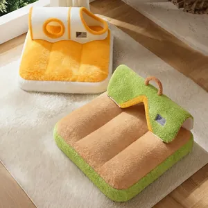 Dik pluche kattentunnelbed met warm kussen voor wintercomfort in twee kleuren