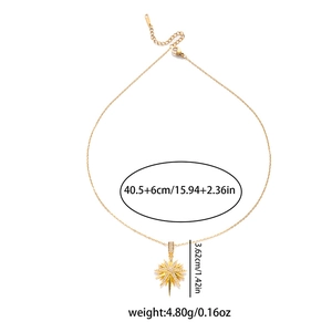 Dainty gold titanium steel necklace with starburst octagram pendant and size dimensions