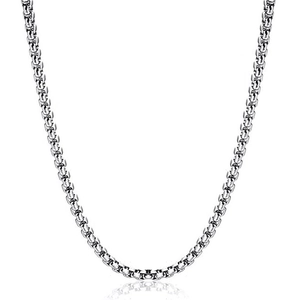 Collier Chaîne Box Acier Inoxydable Titane Poli Argenté Maillon Vénitien Bijou Pour Hommes Femmes