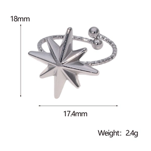 Detailed size diagram of North Star ring with 18mm diameter and 2.4g weight specs