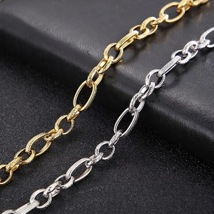 Textured O-Chain Necklace Stainless Steel Patterned Link Minimalist Fashion Jewelry For Men Women