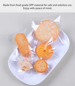 Close-up of clear food-grade OPP bags for cookies with high transparency and safe material