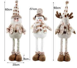 Tabella delle dimensioni per pupazzi natalizi in peluche: Babbo Natale, pupazzo di neve e renna