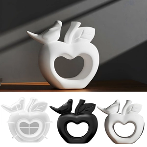 Hollow Apple Bird Silicone Mold Resin Casting DIY Craft Home Decor Art Ornament Making