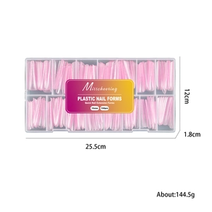 150pcs pink crystal dual nail forms in 15 sizes with storage box for extensions