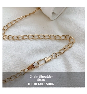 Close-up of golden metal chain strap with durable clasp for girls silicone handbag