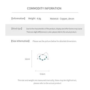 Detailed size chart for retro zircon heart bracelet featuring 22cm length and 4.8g weight