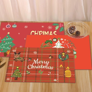 Paillasson De Noël Motif Renne Carreaux Rouges Recyclon TPR Antidérapant Lavable Tapis D'entrée Décoration Intérieur Extérieur