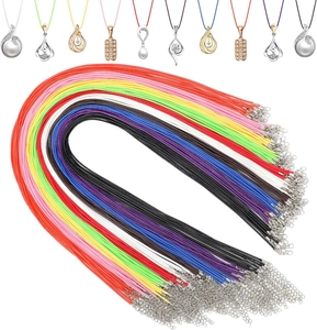 Macro detail of colorful braided wax cords with adjustable lobster clasp metal chains