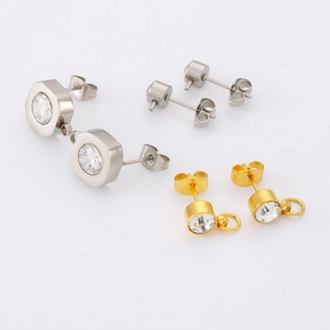 Clous D'oreilles Acier Inoxydable Avec Zircon Strass DIY Fabrication De Bijoux Accessoires Plaqué Or Style Coréen
