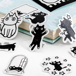 Adesivi per gatti bianchi e neri per scrapbooking e decorazione di giornali