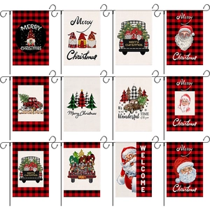 Christmas Garden Flag Double Sided Linen Burlap Outdoor Yard Decoration Santa Gnome Truck Holiday Home Decor