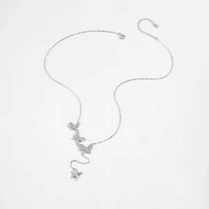 Elegant 925 sterling silver butterfly pendant necklace with zircon tassels for women