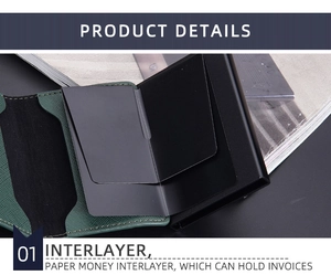 Detail of multi-functional slim card holder with cash compartment and pop-up slot