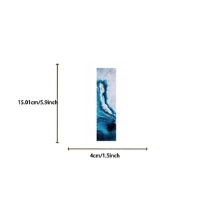 Set of 30 ocean art bookmarks with blue fluid paint design, size 5.9x1.5 inches