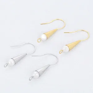 Französische Muschelperlen-Ohrhänger Aus Edelstahl Konische Wassertropfen-Ohrhaken Minimalistischer Schmuck Für Damen