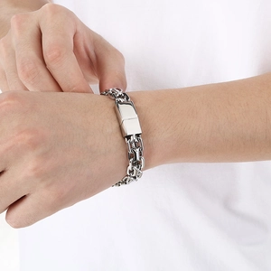 Bracelet chaîne rock rétro en acier inoxydable pour homme avec fermoir magnétique porc