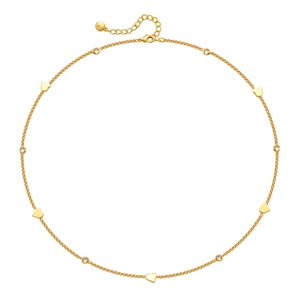 18K Gold Plated Copper Heart Rhinestone Pendant Necklace Chic Choker Chain Necklace For Women Fashion Jewelry Necklaces