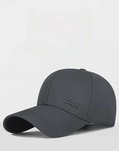 Detailed close-up of dark grey baseball cap showing twill fabric and Ceier embroidery