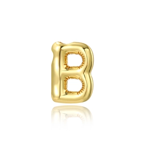 Polished 18K gold-plated balloon letter B pendant with reflective mirror finish and shadow