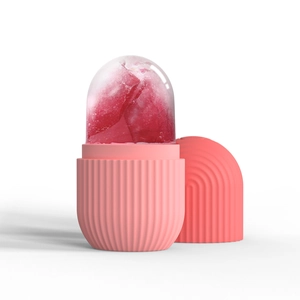 Pink silicone face ice mold roller for cooling massage skin care facial therapy