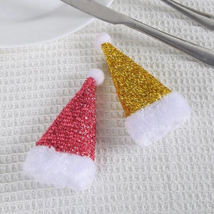 Creative Christmas sequin mini Santa hats for cutlery decoration and holiday table setting