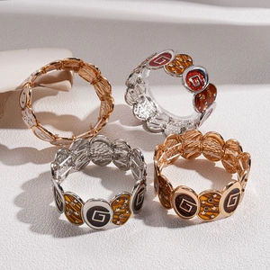 Bohemian style elastic enamel star bracelets with gold and silver base in multiple colors
