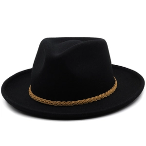 Wide Brim Fedora Hat Wool Felt Jazz Hat With Braided Band Retro Elegant Style For Men And Women Casual Travel