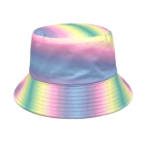 Reversible Bucket Hat Rainbow Gradient Polyester Sun Protection Foldable Fisherman Cap For Men Women Casual