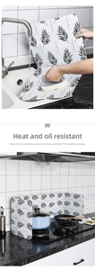 Foldable aluminum kitchen oil splash guard showing easy cleaning process and leaf design