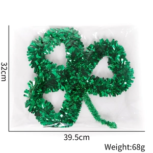 Green St. Patrick's clover garland in 32x39.5cm dimensions and 68g weight details