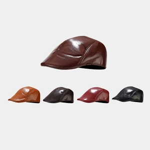 PU Leather Flat Cap Ivy Hat Vintage British Style Waterproof Warm Winter Accessories For Men And Women