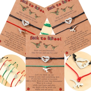 Back to School dinosaur heart mother daughter bracelets with card packaging set