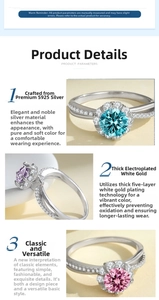 Detail of S925 sterling silver ring with halo setting and pave crystals in three colors