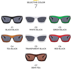 Collection of oversized mask sunglasses in seven colors including black and red