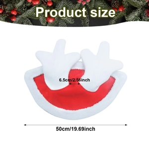 Christmas car decoration sizing diagram with red plush fabric and dimensions 50cm width