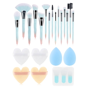 Professional Makeup Brush Collection Diamond Cut Handles Synthetic Fiber Face Eye Blending Brushes Beauty Sponges Powder Puffs