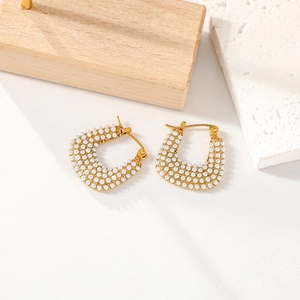 U-Förmige Creolen 316 Edelstahl 18K Vergoldet Kunstperle Eingelegt Elegante Retro Schmuck Für Frauen
