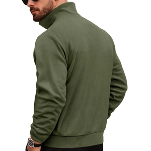 Men's olive green ribbed long sleeve turtleneck shirt with slim fit athletic cut
