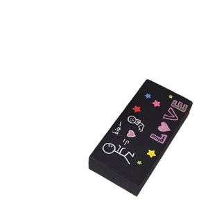 Creative black exploding jumping gift box with colorful stickman prints and love letters