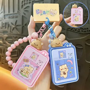 Creative Bear Sliding Puzzle Keychain Fun Decompression Toy For Student Bag Accessory Candy Color Bear Jigsaw Pendant