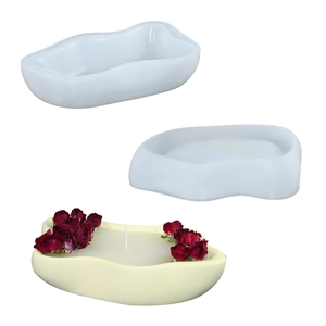 Molde de silicona con forma de flor para platos de velas DIY y cuencos de almacenamiento