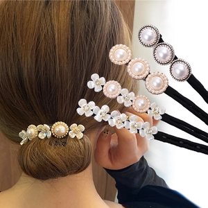 Vintage Artificial Pearl Flower Hair Bun Maker Elegant Fabric Petal Hair Styling Tool Sweet Donut Updo Twister Accessories For Women
