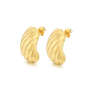 Boucles d'oreilles torsadées minimalistes en acier inoxydable plaqué or 18k