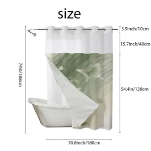 Detailed size chart for the double-layer butterfly print waterproof shower curtain
