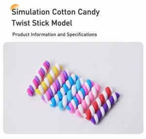 Close-up of colorful spiral polymer clay marshmallow sticks for DIY craft and cake decor